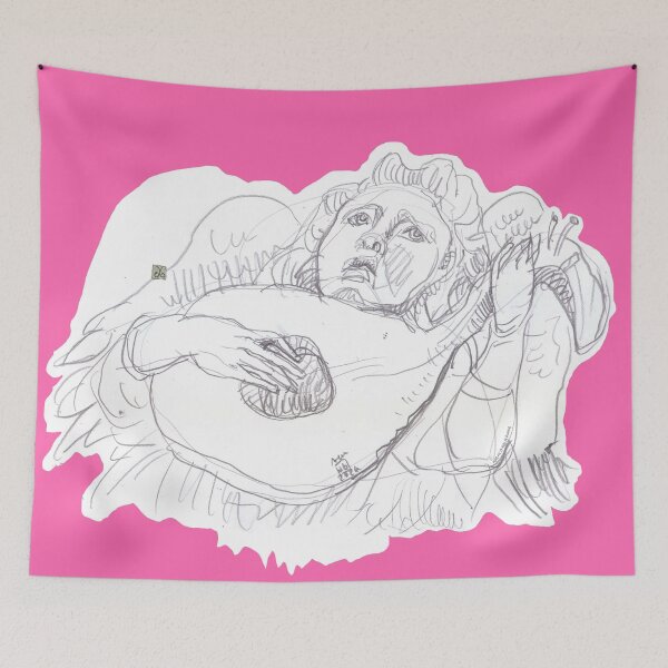 Item preview, Musical Angel with Mandolin (Original Crayon Drawing by ACCI) designed and sold by VanyssaGraphics.