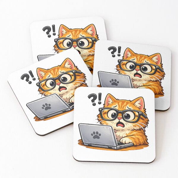 Item preview, Confused Office Cat Sticker | Funny Work From Home Cartoon designed and sold by Creativeeworld777.
