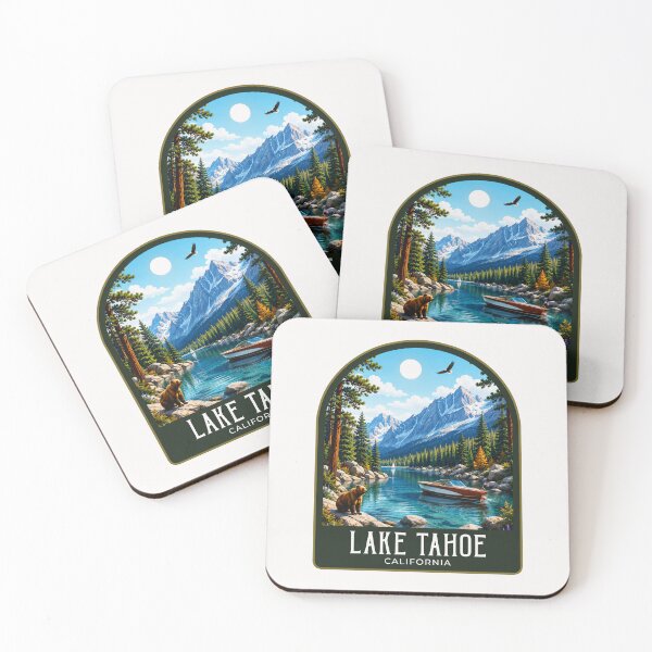 Item preview, Lake Tahoe Vintage Travel Illustration designed and sold by HomeLivingCo.