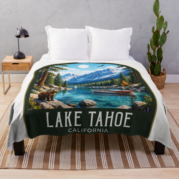 Item preview, Lake Tahoe Vintage Travel Illustration designed and sold by HomeLivingCo.