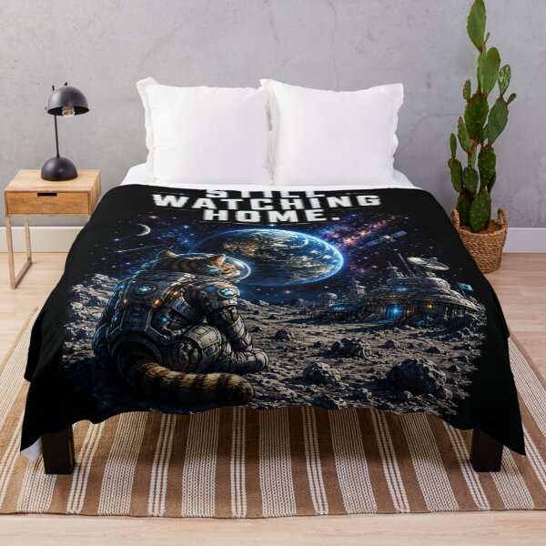 Item preview, Still Watching Home Cat Astronaut Watching Earth From The Moon Space Explorer Design designed and sold by HOUSE OF TIST.