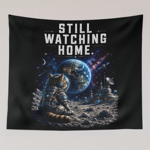 Item preview, Still Watching Home Cat Astronaut Watching Earth From The Moon Space Explorer Design designed and sold by HOUSE OF TIST.
