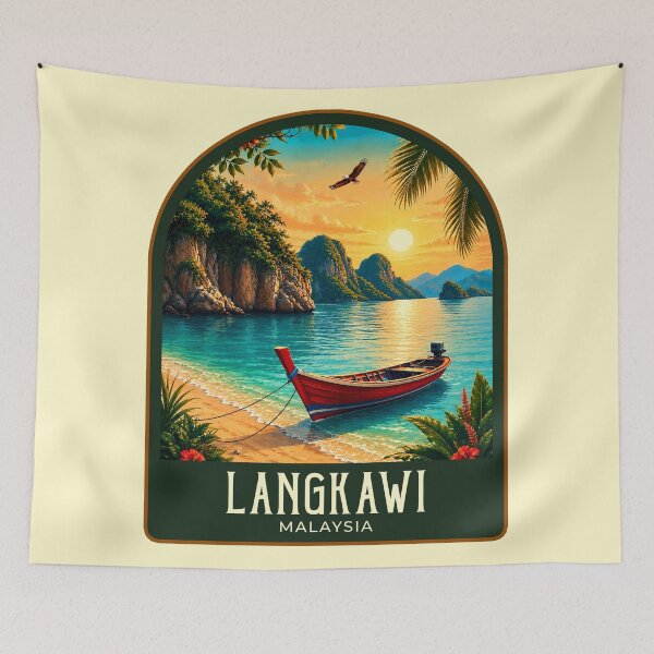 Item preview, Ilustración de viaje vintage de Langkawi designed and sold by HomeLivingCo.