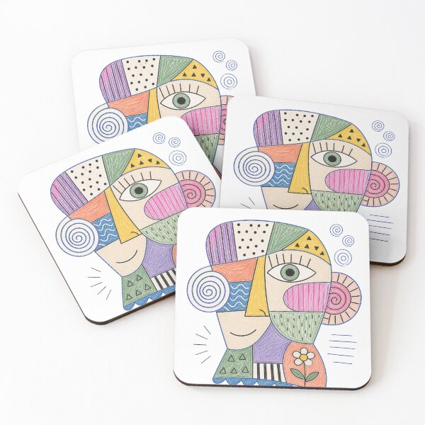 Item preview, Abstract Face Doodle Art | Colorful Geometric Portrait | Modern Cubist Illustration | Whimsical Line Art Face | Contemporary Abstract Design designed and sold by Fernhaven.