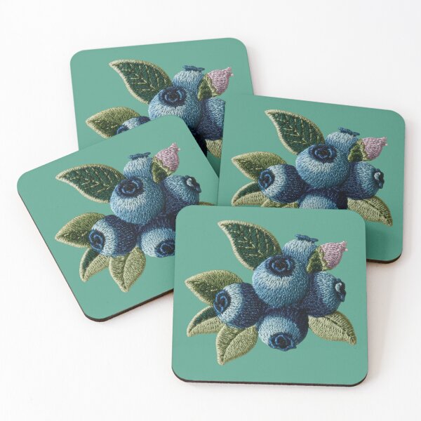 Item preview, Embroidered Blueberry Botanical Art designed and sold by MegaNovaArt.