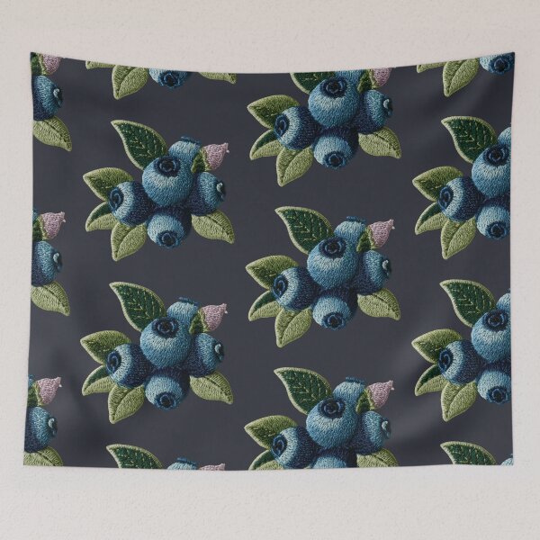 Item preview, Embroidered Blueberry Botanical Art designed and sold by MegaNovaArt.