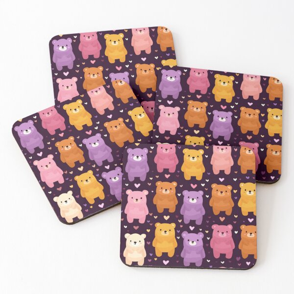 Item preview, Cute Kawaii Bear Pattern Hearts Adorable Teddy designed and sold by NicolasGlowArt.