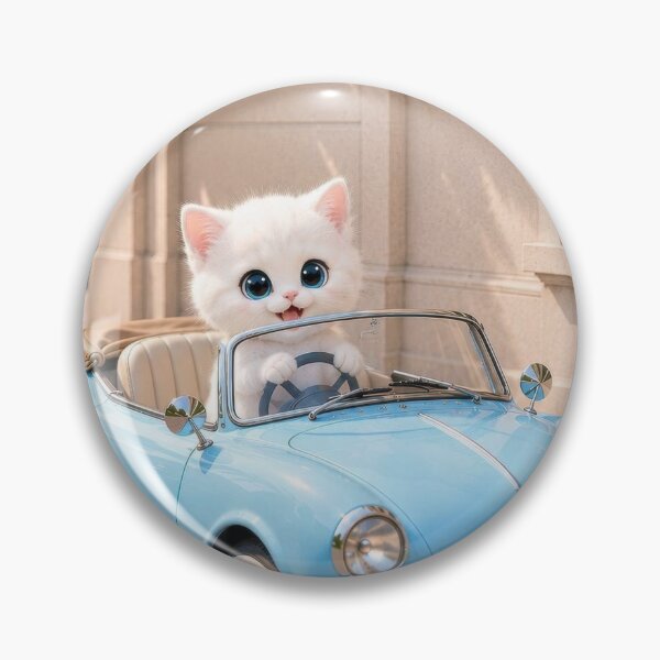Item preview, Cute Kitten Blue Car designed and sold by dreamybyana.
