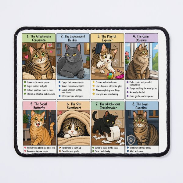 Aperçu de l'œuvre types de chats mignons créée et vendue par HomeyDay.