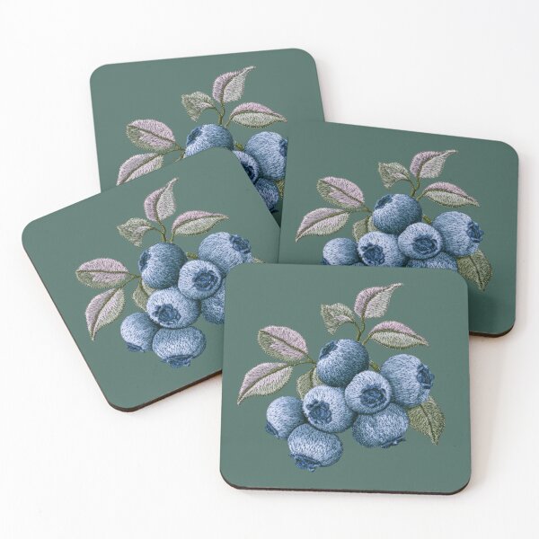 Item preview, Embroidered Blueberry Botanical Art designed and sold by MegaNovaArt.
