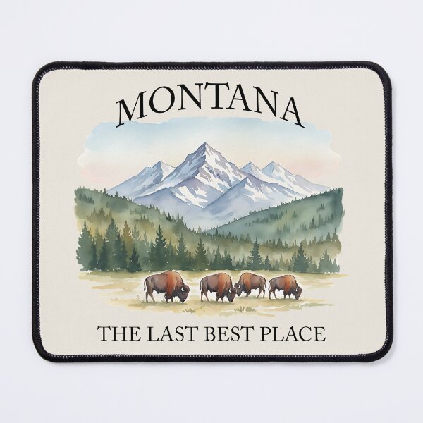 Item preview, Montana The Last Best Place - Vintage Buffalo Mountain Landscape designed and sold by legacylivingshop.