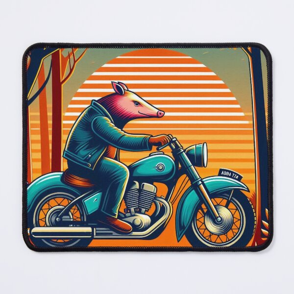 Item preview, Armadillo Rider – Retro Motorcycle Adventure Art designed and sold by Dogandesighn.
