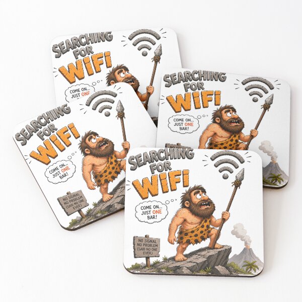 Item preview, WiFi Hunter Funny T-Shirt | Caveman Internet Meme designed and sold by Golden Era Studio.