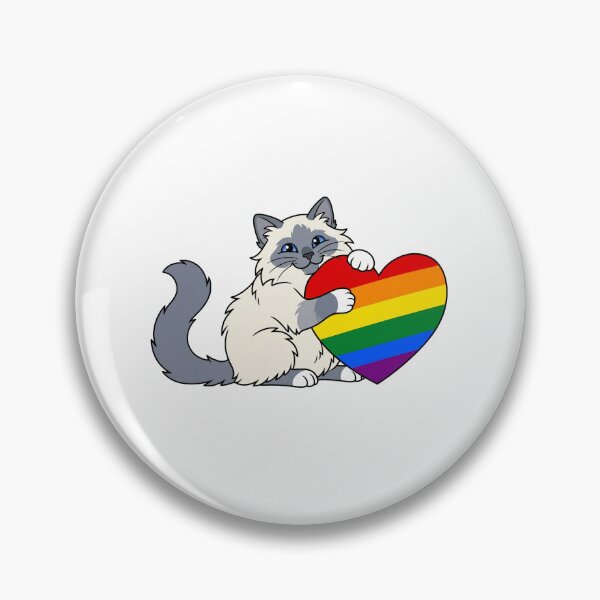 Item preview, Love is Love Rainbow Heart Pride Cat designed and sold by Snowy Studio Designs.