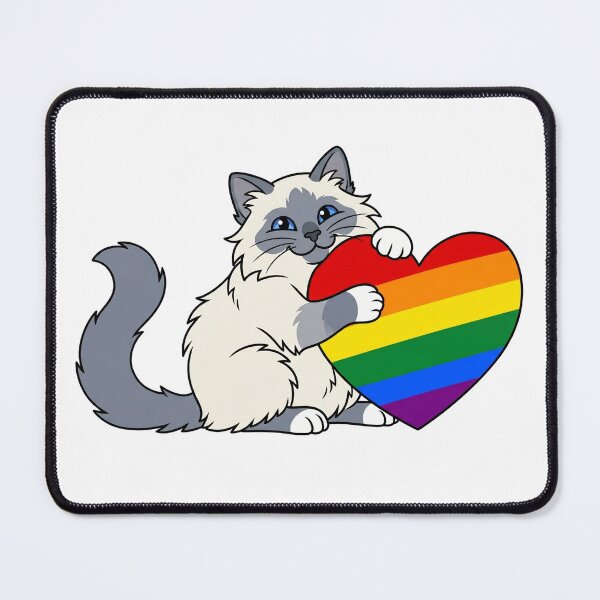 Item preview, Love is Love Rainbow Heart Pride Cat designed and sold by Snowy Studio Designs.