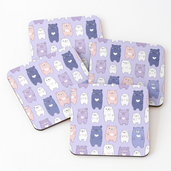 Item preview, Cute Pastel Bears with Hearts Kawaii Animal Pattern designed and sold by NicolasGlowArt.