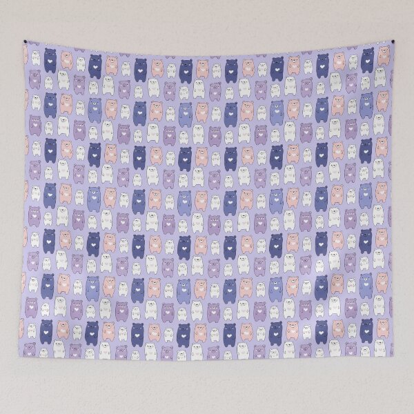Item preview, Cute Pastel Bears with Hearts Kawaii Animal Pattern designed and sold by NicolasGlowArt.