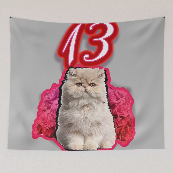 Item preview, Persian Cat and Red Roses (by ACCI) Lucky Number 13 designed and sold by VanyssaGraphics.