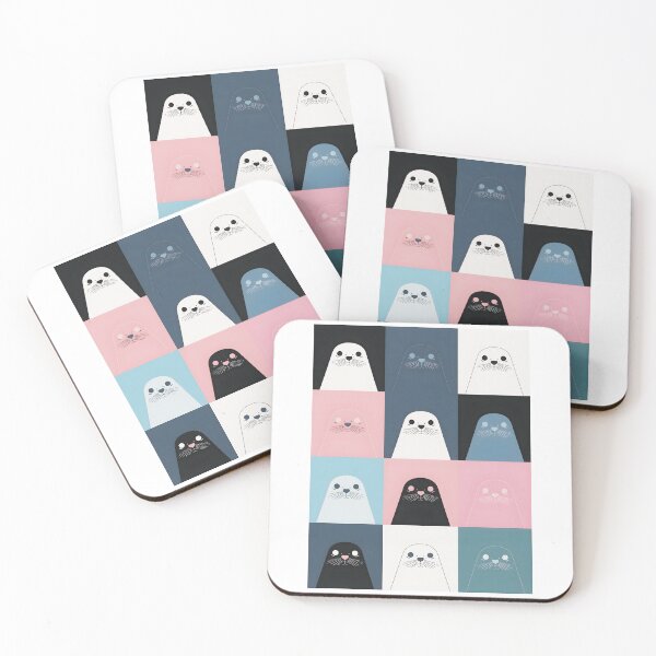 Item preview, Pink harbor seal pattern designed and sold by uunaa.