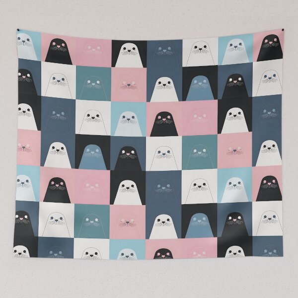 Item preview, Pink harbor seal pattern designed and sold by uunaa.