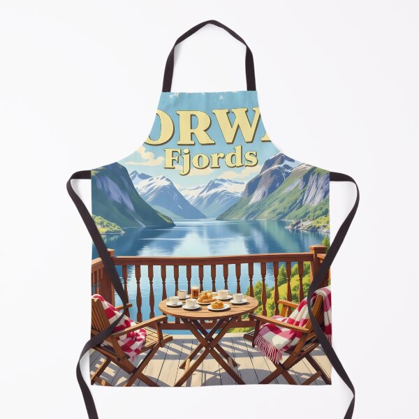 Item preview, Norwegian Fjords, Norway: Fjord Balcony Morning Vintage-Style Painterly Travel Poster designed and sold by LSVart.