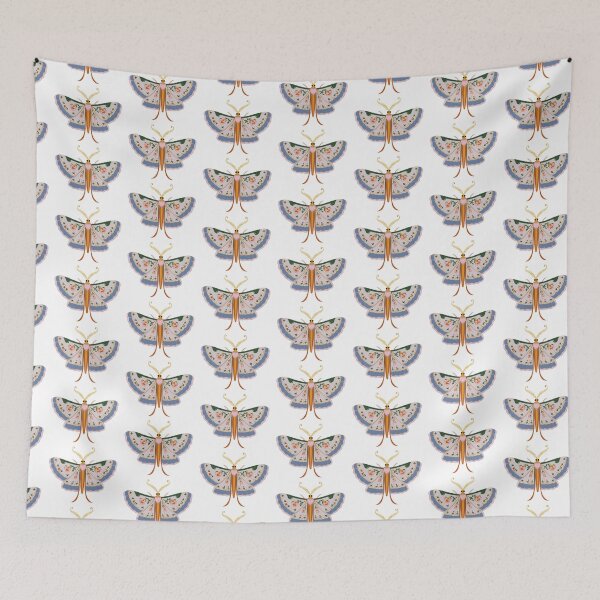 Item preview, Floral Folk Art Moth Illustration with Decorative Wings designed and sold by CreativeLarysa.