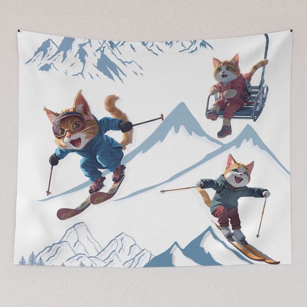 Item preview, Happy Cats On Ski Adventure designed and sold by DigitalShoppeIL.