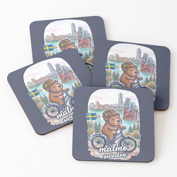 Item preview, Malmo Sweden Bicycling Cute Bear Skyline Pride  designed and sold by HowToCanadian.