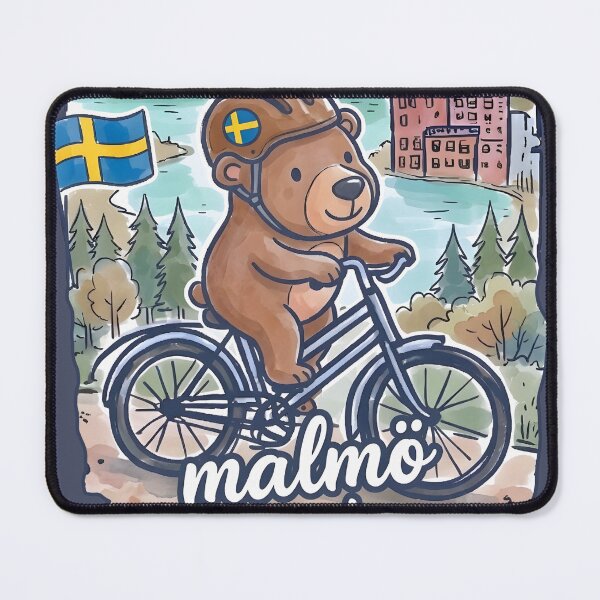 Item preview, Malmo Sweden Bicycling Cute Bear Skyline Pride  designed and sold by HowToCanadian.