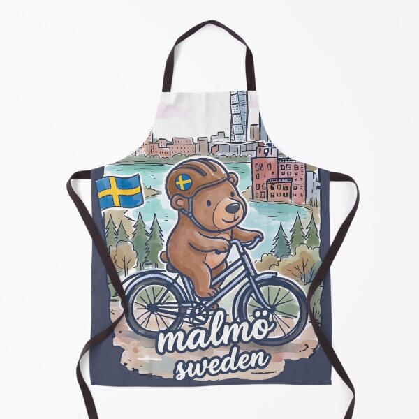 Item preview, Malmo Sweden Bicycling Cute Bear Skyline Pride  designed and sold by HowToCanadian.