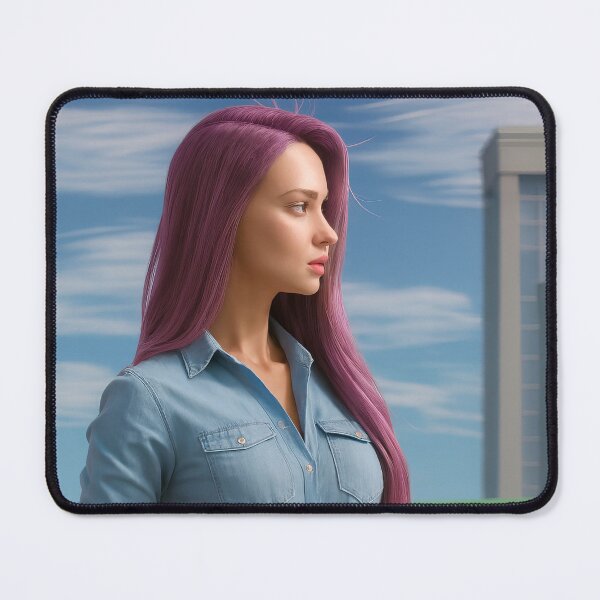 Item preview, Woman with Pink Hair - Urban 3D Digital Portrait - Modern Art Print designed and sold by Keltoi-art.