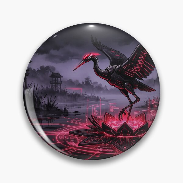 Item preview, Cyberpunk Mecha Crane Crimson Lotus Swamp Art designed and sold by Osmose-Studio.