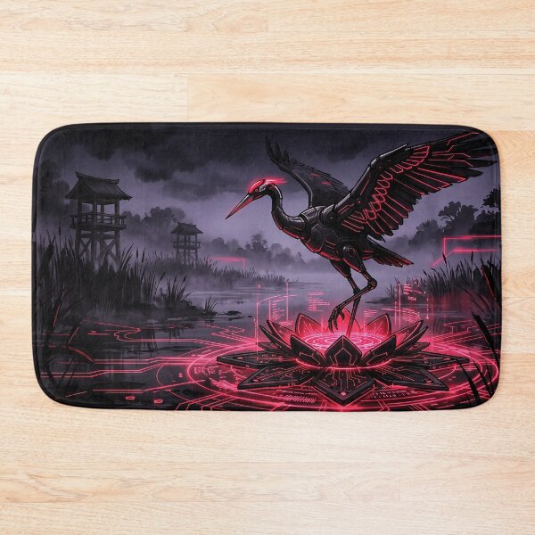 Item preview, Cyberpunk Mecha Crane Crimson Lotus Swamp Art designed and sold by Osmose-Studio.