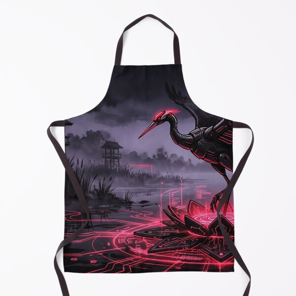Item preview, Cyberpunk Mecha Crane Crimson Lotus Swamp Art designed and sold by Osmose-Studio.