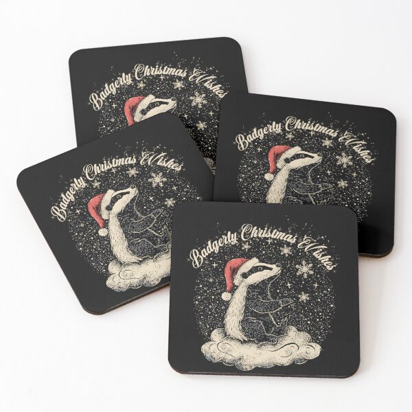 Item preview, Christmas Badger - Cute Festive Badger in Santa Hat Vintage Style designed and sold by JessArty ⭐⭐⭐⭐⭐.