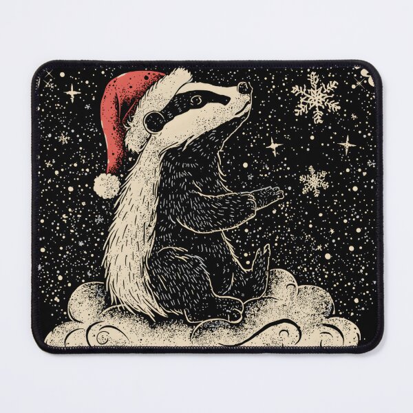 Item preview, Christmas Badger - Cute Festive Badger in Santa Hat Vintage Style designed and sold by JessArty ⭐⭐⭐⭐⭐.