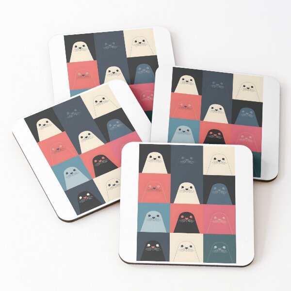 Item preview, Red harbor seal pattern designed and sold by uunaa.