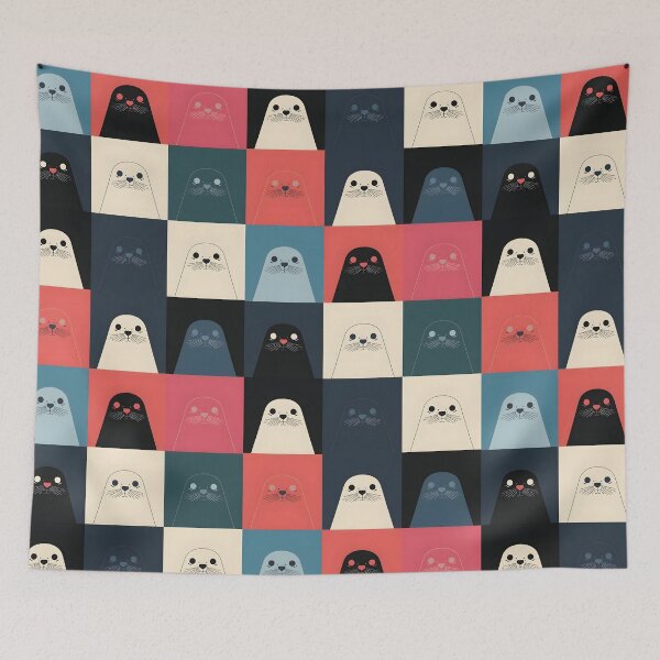 Item preview, Red harbor seal pattern designed and sold by uunaa.