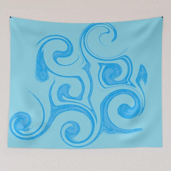 Item preview, Sky Blue Swirls - Bright Cyan Liquid Marble Fluid Art Pattern designed and sold by CaramelCo.