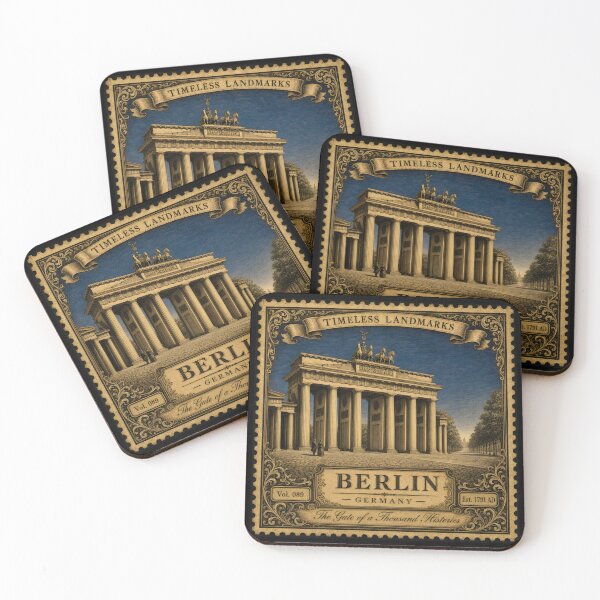 Item preview, Brandenburg Gate Print — Heritage Stamp Art — Germany Travel Poster — Timeless Landmarks Vol. 089 designed and sold by Martin's_Design.