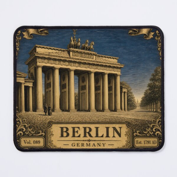 Item preview, Brandenburg Gate Print — Heritage Stamp Art — Germany Travel Poster — Timeless Landmarks Vol. 089 designed and sold by Martin's_Design.