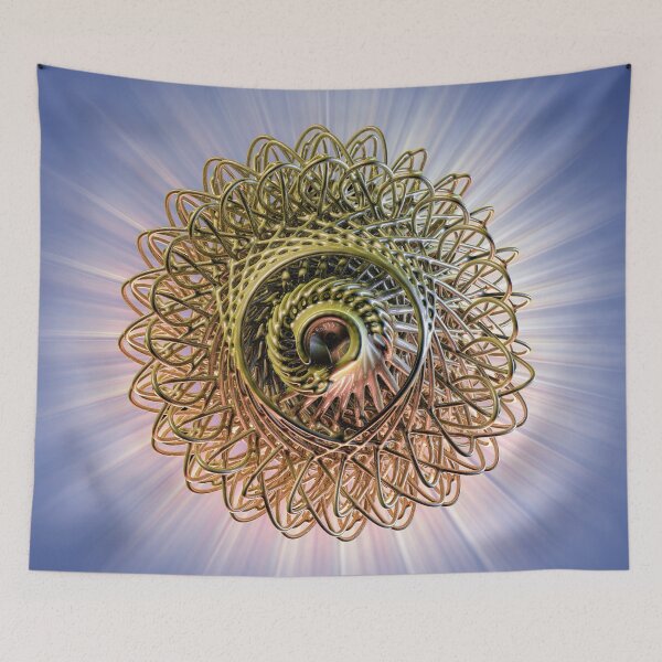 Item preview, 3D Gold Metal Sphere - Abstract Art Vortex of Light - Geometric Poster designed and sold by Keltoi-art.