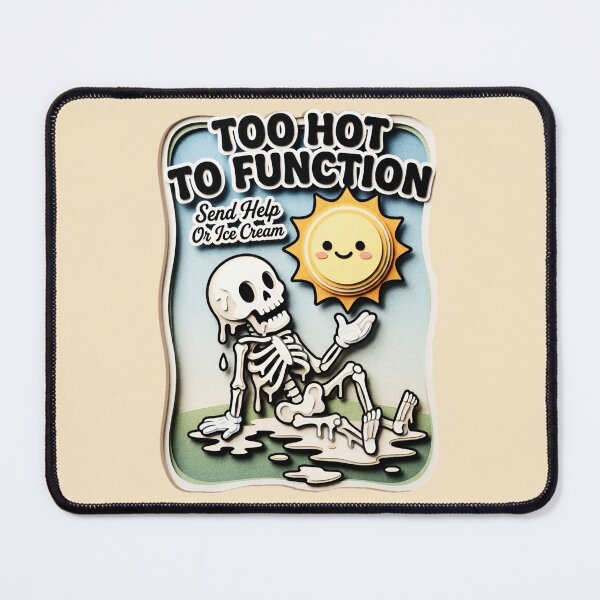 Item preview, Too Hot To Function Send Help Or Ice Cream Melting Skeleton  — Funny Summer Heat Graphic  designed and sold by SkTee2k.