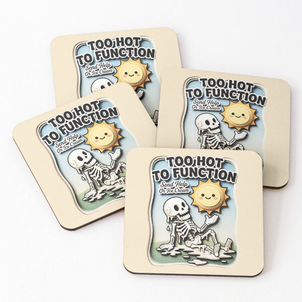 Item preview, Too Hot To Function Send Help Or Ice Cream Melting Skeleton  — Funny Summer Heat Graphic  designed and sold by SkTee2k.