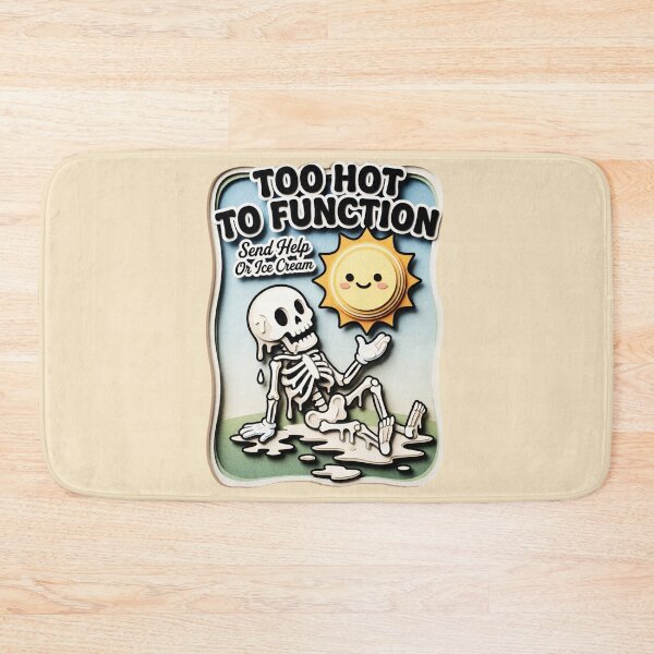 Item preview, Too Hot To Function Send Help Or Ice Cream Melting Skeleton  — Funny Summer Heat Graphic  designed and sold by SkTee2k.