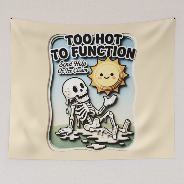 Item preview, Too Hot To Function Send Help Or Ice Cream Melting Skeleton  — Funny Summer Heat Graphic  designed and sold by SkTee2k.