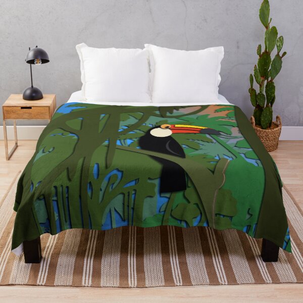 Item preview, Tropical Vector Toucan - Paper Cut Jungle Illustration - Color Print designed and sold by Keltoi-art.