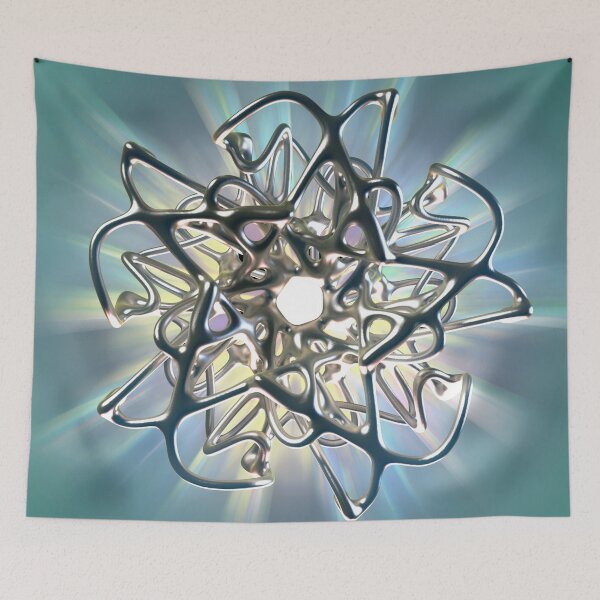 Item preview, 3D Cybernetic Structure - Silver Organic Digital Art - Tech Poster designed and sold by Keltoi-art.