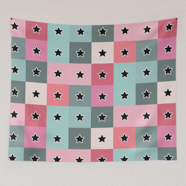 Item preview, Black  stars patchwork in pink designed and sold by uunaa.