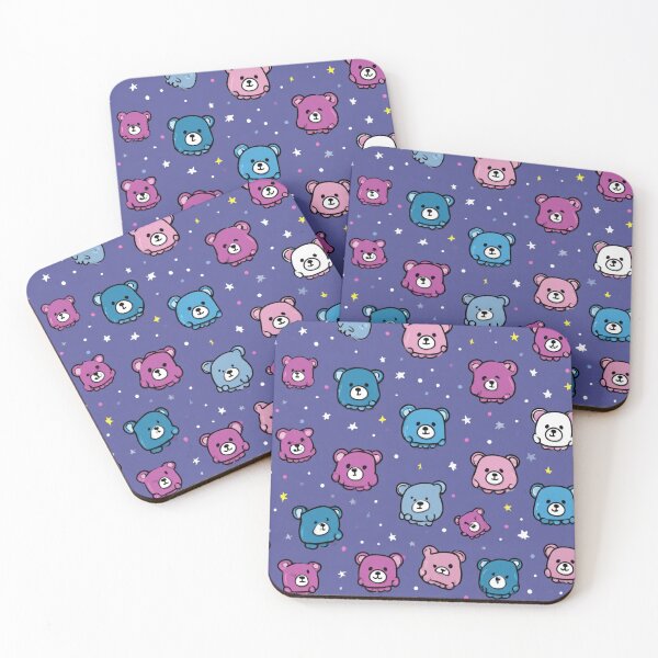 Item preview, Cute Blue Pink Bear Starry Sky Pattern designed and sold by NicolasGlowArt.
